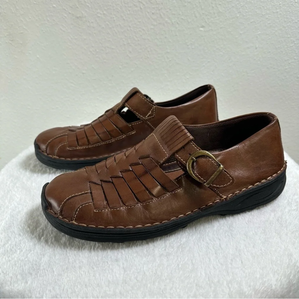 Unisex Hush Puppies Brown Casual Leather Slip-Ons Loafers